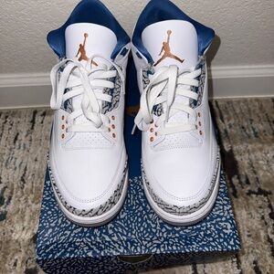 Jordan White and Blue Sneakers with Copper Details